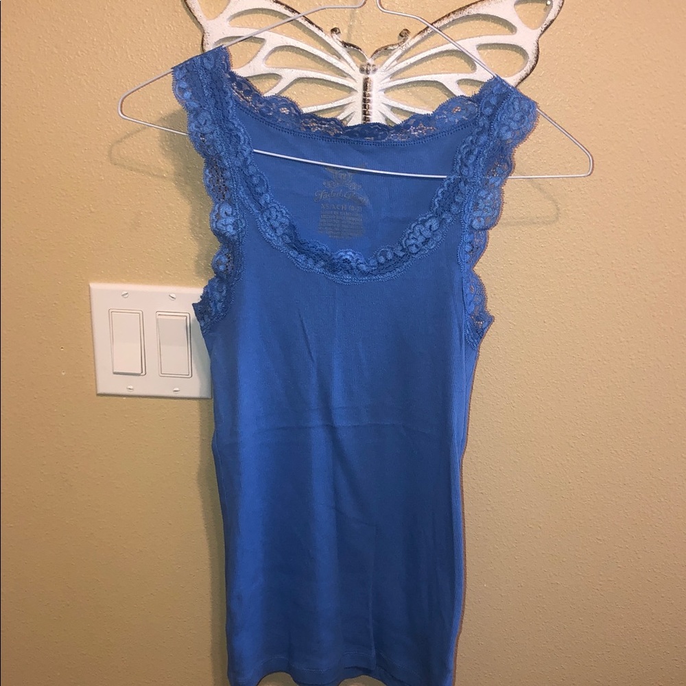 Faded Glory Y2K Blue Lace-Trim Tank Top